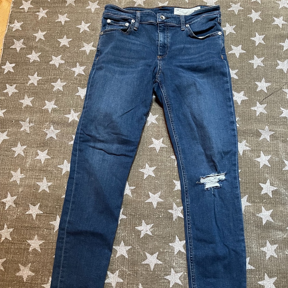 Rag & Bone Cate Mid-Rise Ankle Skinny Distressed